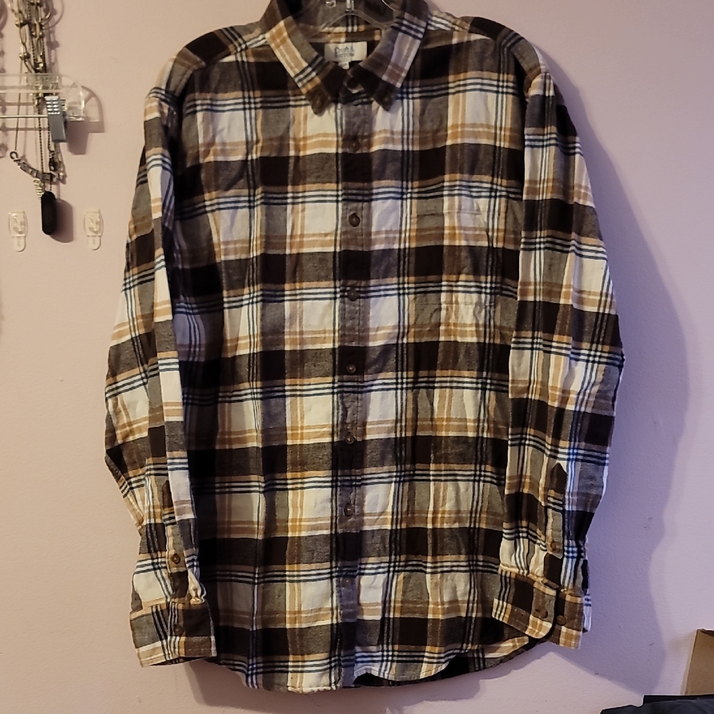 Croft and Barrow XL Plaid Men's Shirt - Brown/blue/White